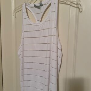 Athleta racer back tank top - white with sheer lines Size MT
